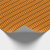 Cadeau Papier d'emballage Chevron - Noir sur orange (Coin)