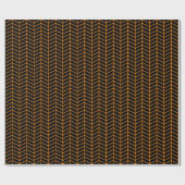 Cadeau Papier d'emballage Chevron - orange sur noir (Plat)