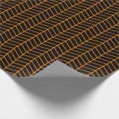 Cadeau Papier d'emballage Chevron - orange sur noir (Coin)