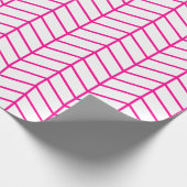 Cadeau Papier d'emballage Chevron - Rose chaud sur blanc  (Coin)