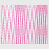 Cadeau Papier d'emballage Chevron - Rose chaud sur blanc (Plat)