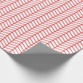 Cadeau Papier d'emballage Chevron - Rouge sur blanc (Coin)