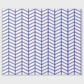 Cadeau Papier d'emballage Chevron - Royal Blue sur blanc  (Plat)
