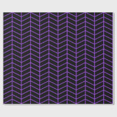 Cadeau Papier d'emballage Chevron - Violet sur noir |XL| (Plat)
