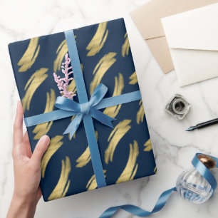 Cadeau Papier d'emballage chic Navy Or pour anniversaire 