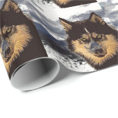 Cadeau Papier d'emballage Chien de traîneau Husky Sibérie (Coin rond)