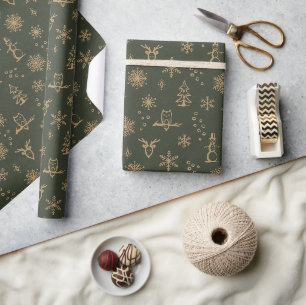 Cadeau Papier d'emballage Choses d'hiver - Pin + Faon