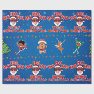 Cadeau Papier d'emballage Christmas Black Santa