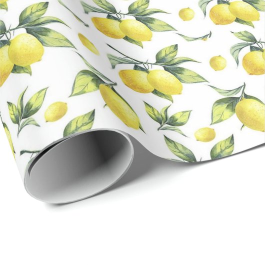 Cadeau Papier d'emballage - citrons (Coin rond)