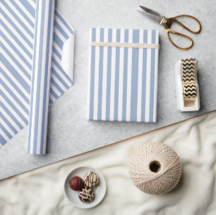 Cadeau Papier d'emballage classique bleu et blanc rayé