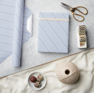 Cadeau Papier d'emballage classique bleu et blanc rayé