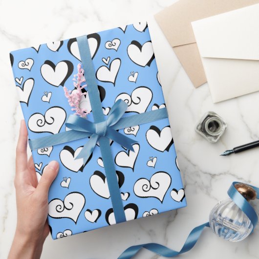 Cadeau Papier d'emballage Cœurs bleus (Cadeaux)