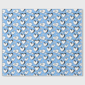 Cadeau Papier d'emballage Cœurs bleus (Plat)