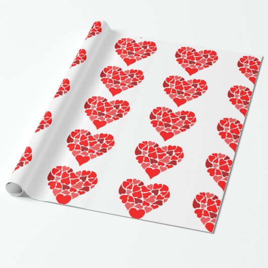 Cadeau Papier d'emballage Coeurs d'amour (Déroulé)