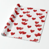 Cadeau Papier d'emballage coeurs rouges (Déroulé)