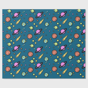 Cadeau Papier d'emballage Coloré Gribouillis de l'espace