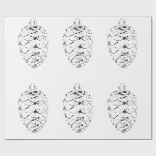 Cadeau Papier d'emballage Cône de pin argenté