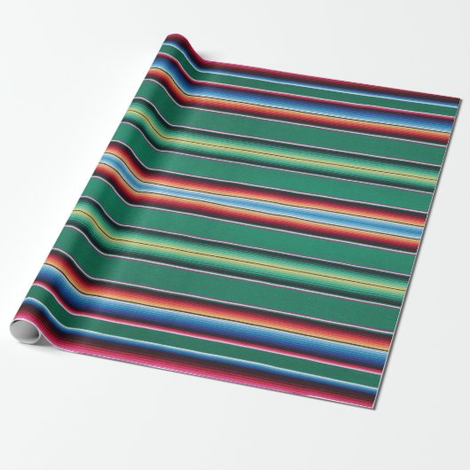 Cadeau Papier d'emballage, copie de serape, verte (Déroulé)