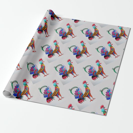 Cadeau Papier d'emballage - Coq (Déroulé)