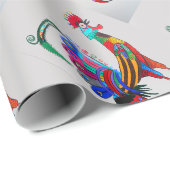 Cadeau Papier d'emballage - Coq (Coin rond)