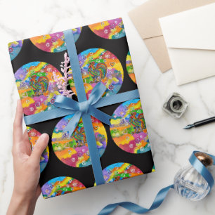 Cadeau Papier d'emballage coq amoureux