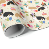 Cadeau Papier d'emballage Corgi Birthday (Coin rond)