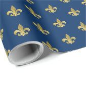Cadeau Papier d'emballage couleur or Fleur de lis (Coin rond)