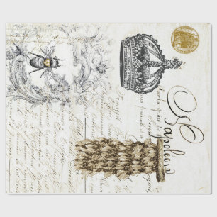 Cadeau Papier d'emballage d'abeille vintage de manuscrit