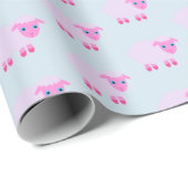 Cadeau Papier d'emballage d'agneau de bébé dans le rose (Coin rond)