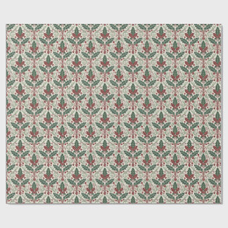 Cadeau Papier d'emballage damassé au houx classique