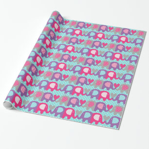 Cadeau Papier d'emballage d'amour rose, pourpre, gris