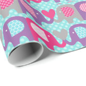 Cadeau Papier d'emballage d'amour rose, pourpre, gris (Coin rond)