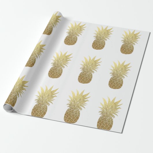 Cadeau Papier d'emballage d'ananas de feuille d'or de (Déroulé)