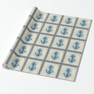Cadeau papier d'emballage d'ancre nautique
