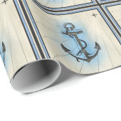 Cadeau papier d'emballage d'ancre nautique (Coin rond)