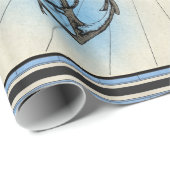 Cadeau papier d'emballage d'ancre nautique (Coin rond)