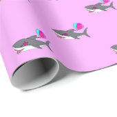 Cadeau Papier d'emballage d'anniversaire avec du requin m (Coin rond)