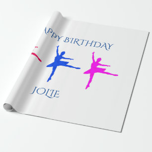 Cadeau Papier d'emballage d'anniversaire Ballerina. Nom