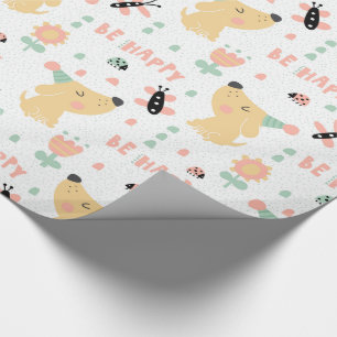Cadeau papier d'emballage d'anniversaire de chienchien