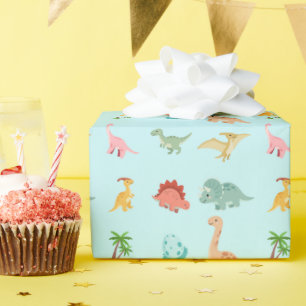 Cadeau Papier d'emballage d'anniversaire de dinosaure pou