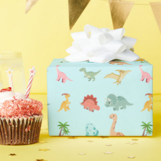 Cadeau Papier d'emballage d'anniversaire de dinosaure pou