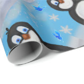 Cadeau Papier d'emballage d'anniversaire de pingouin (Coin rond)