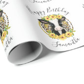 Cadeau Papier d'emballage d'anniversaire de vache mignonn (Coin rond)