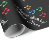 Cadeau Papier d'emballage d'anniversaire joyeux avec note (Coin rond)