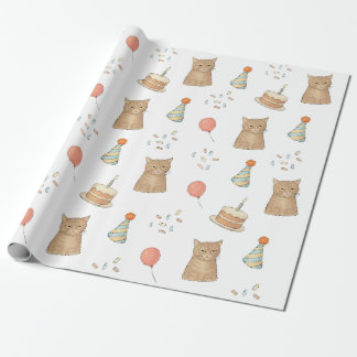 Cadeau Papier d'emballage d'anniversaire pour chat indiff