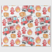 Cadeau Papier d'emballage d'anniversaire pour pompier (Plat)