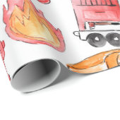 Cadeau Papier d'emballage d'anniversaire pour pompier (Coin rond)