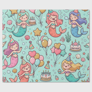 Cadeau Papier d'emballage d'anniversaire Sirène – Fête Oc