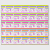 Cadeau papier d'emballage d'aquarelle de licorne 1er anni (Plat)