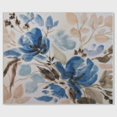 Cadeau Papier d'emballage d'aquarelle (fleurs bleues) (Plat)